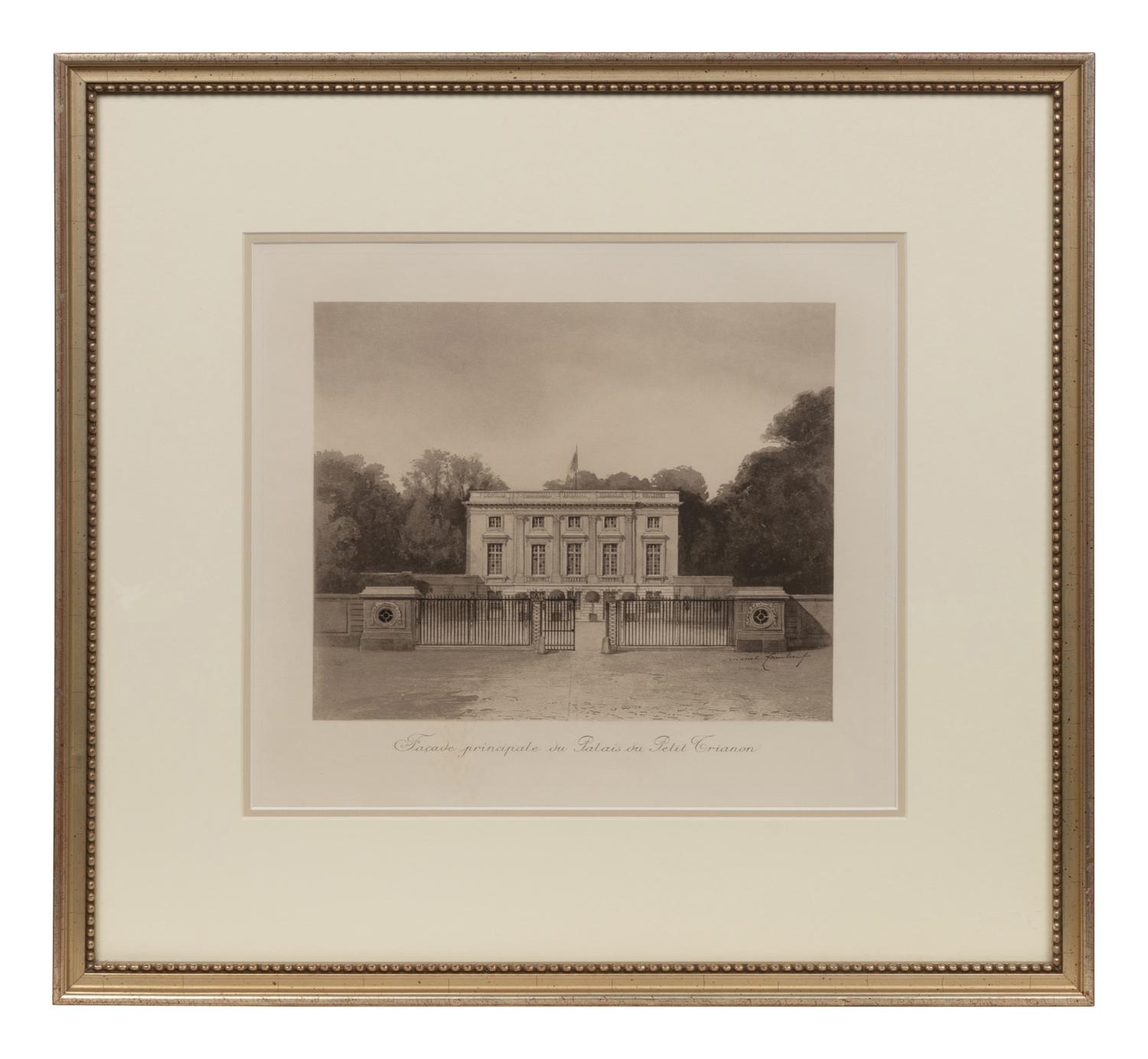A Set of Six Framed Engravings Depicting Versailles and the Petit Trianon