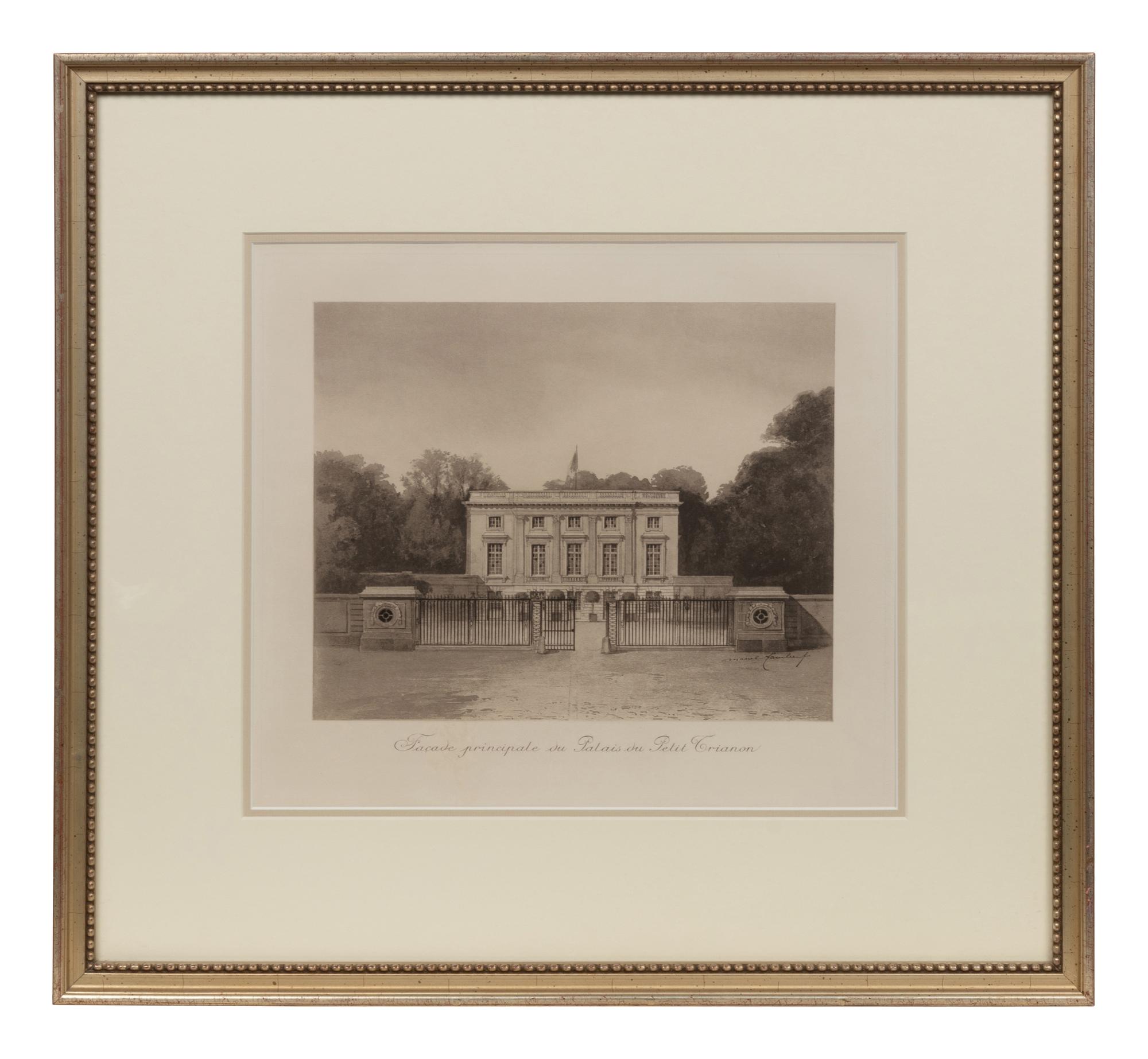 A Set of Six Framed Engravings Depicting Versailles and the Petit Trianon