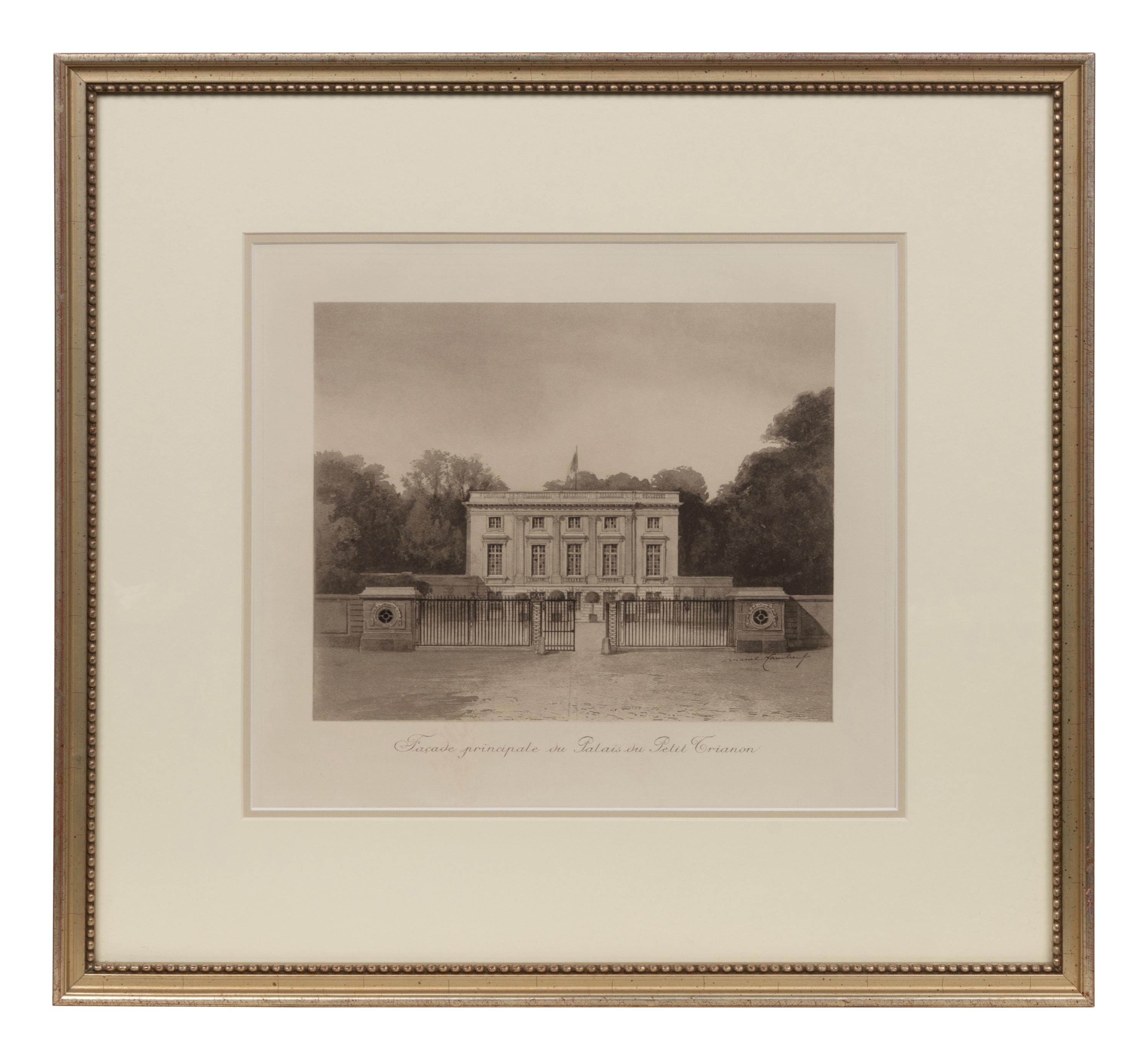 A Set of Six Framed Engravings Depicting Versailles and the Petit Trianon