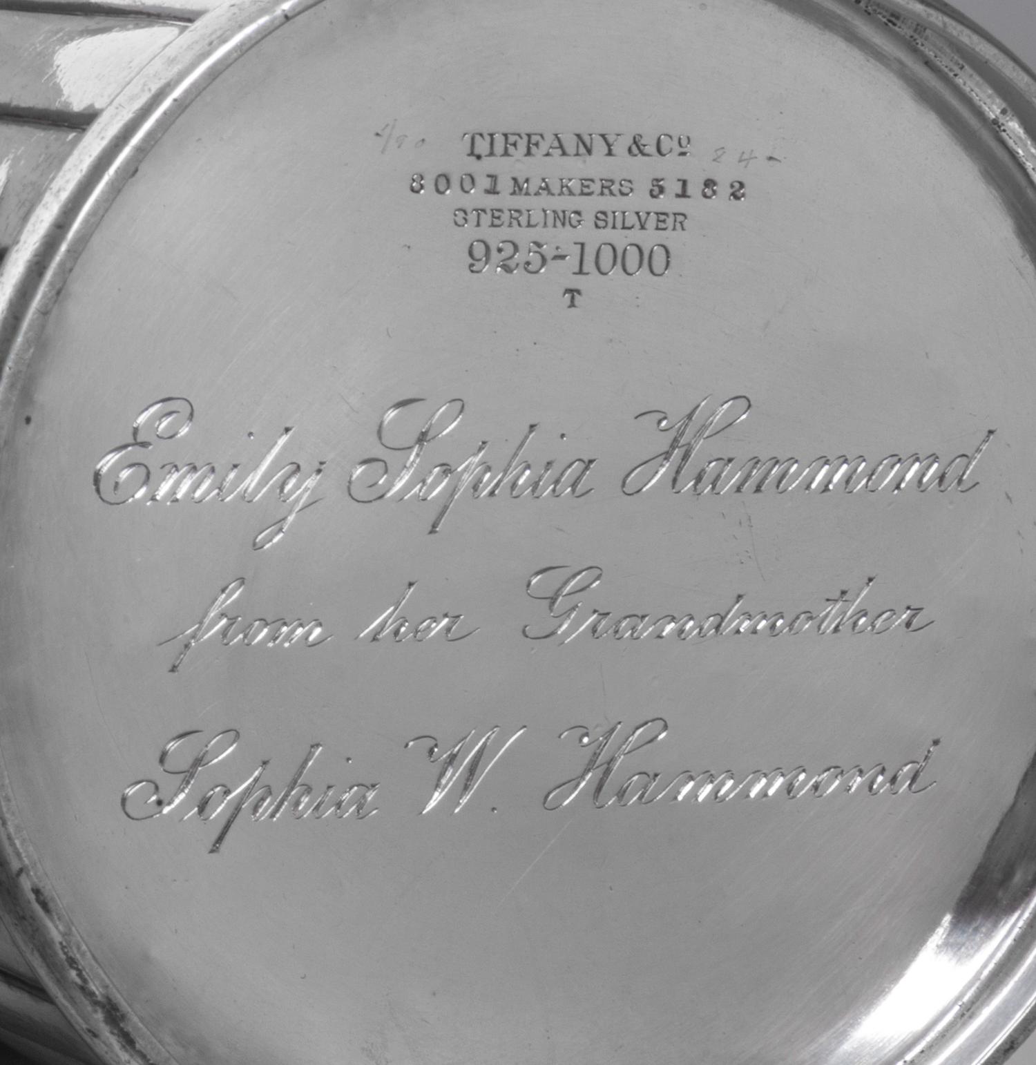 Two American Silver Articles, Tiffany & Co., New York, NY, 19th Century, comprising a child's cup with ribbed design, engraved on base: