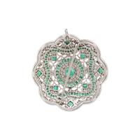 WHITE GOLD, EMERALD, AND DIAMOND BROOCH/PENDANT