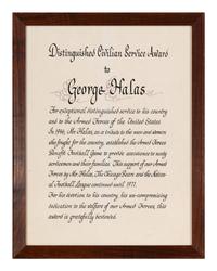 A Rare Bears Owner George Halas Distinguished Civilian Service Award from his Personal Office