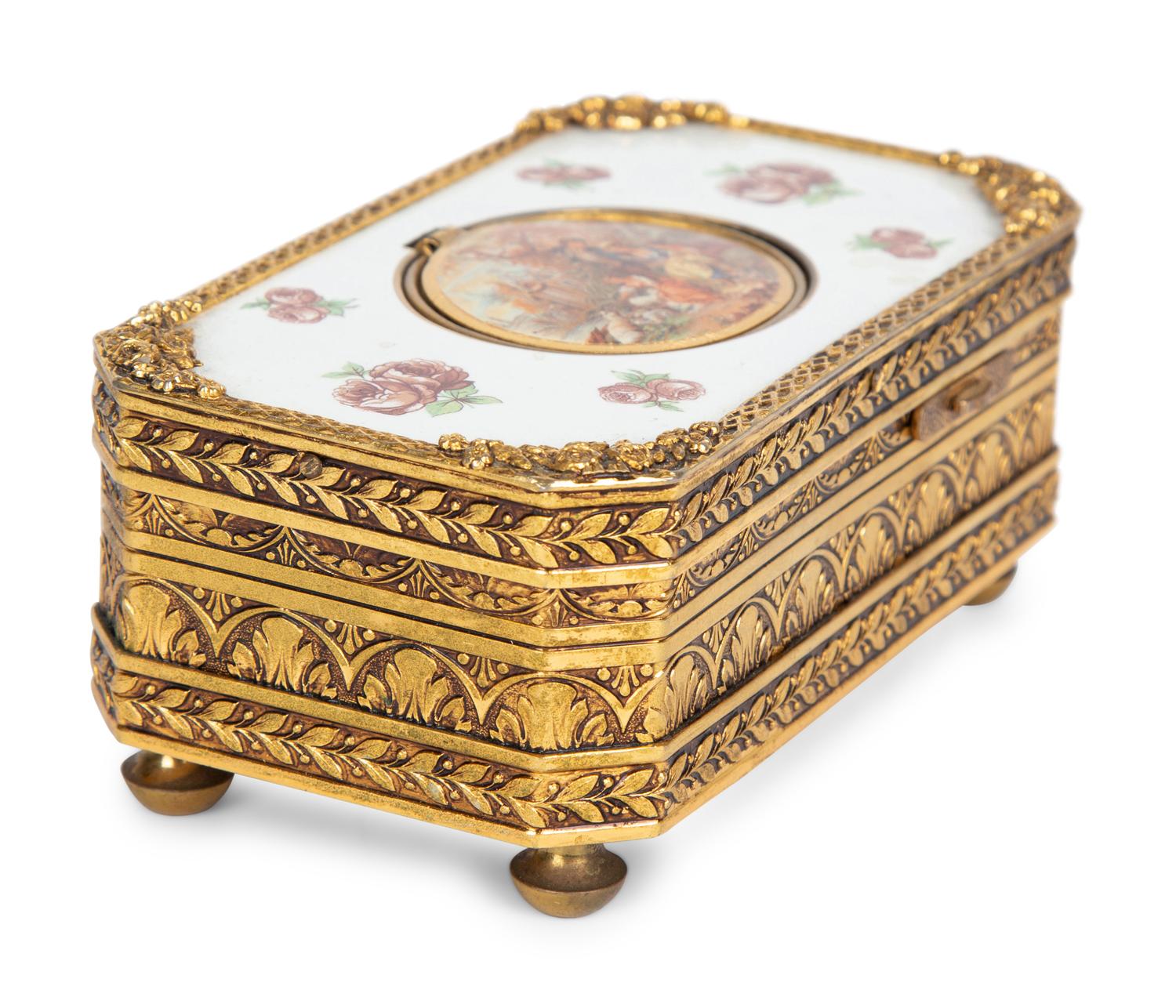A West German Gilt Metal and Enamel Singing Bird Automaton Box — 20TH CENTURY