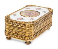 A West German Gilt Metal and Enamel Singing Bird Automaton Box — 20TH CENTURY