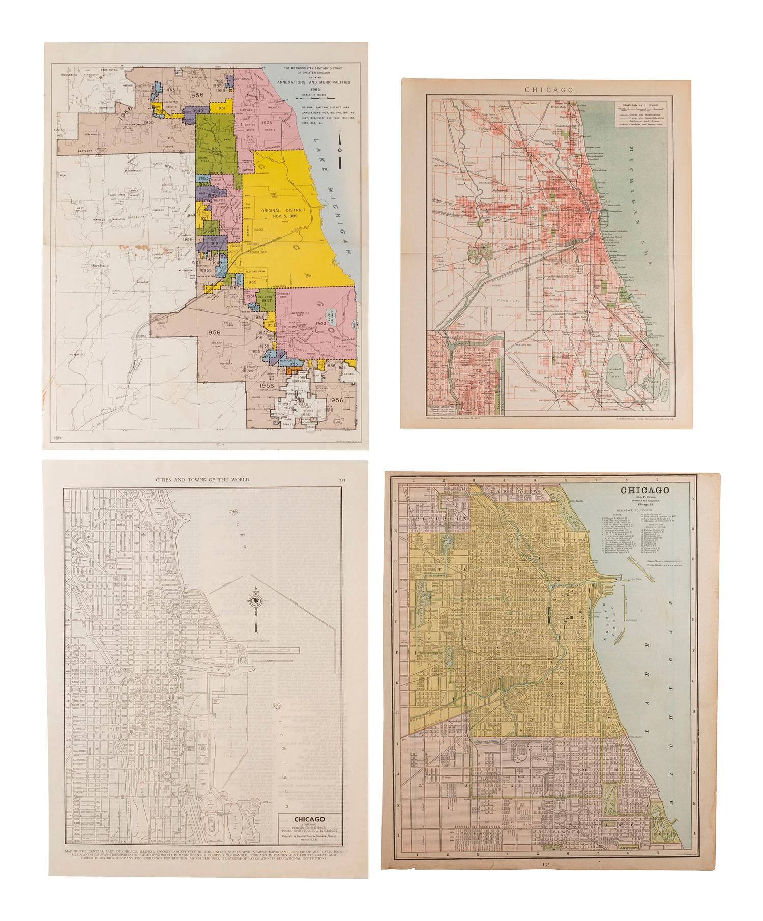 [MAPS & ATLASES - CHICAGO]. A group of Chicago maps, comprising: