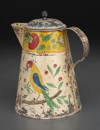 A Paint Decorated Toleware Pitcher