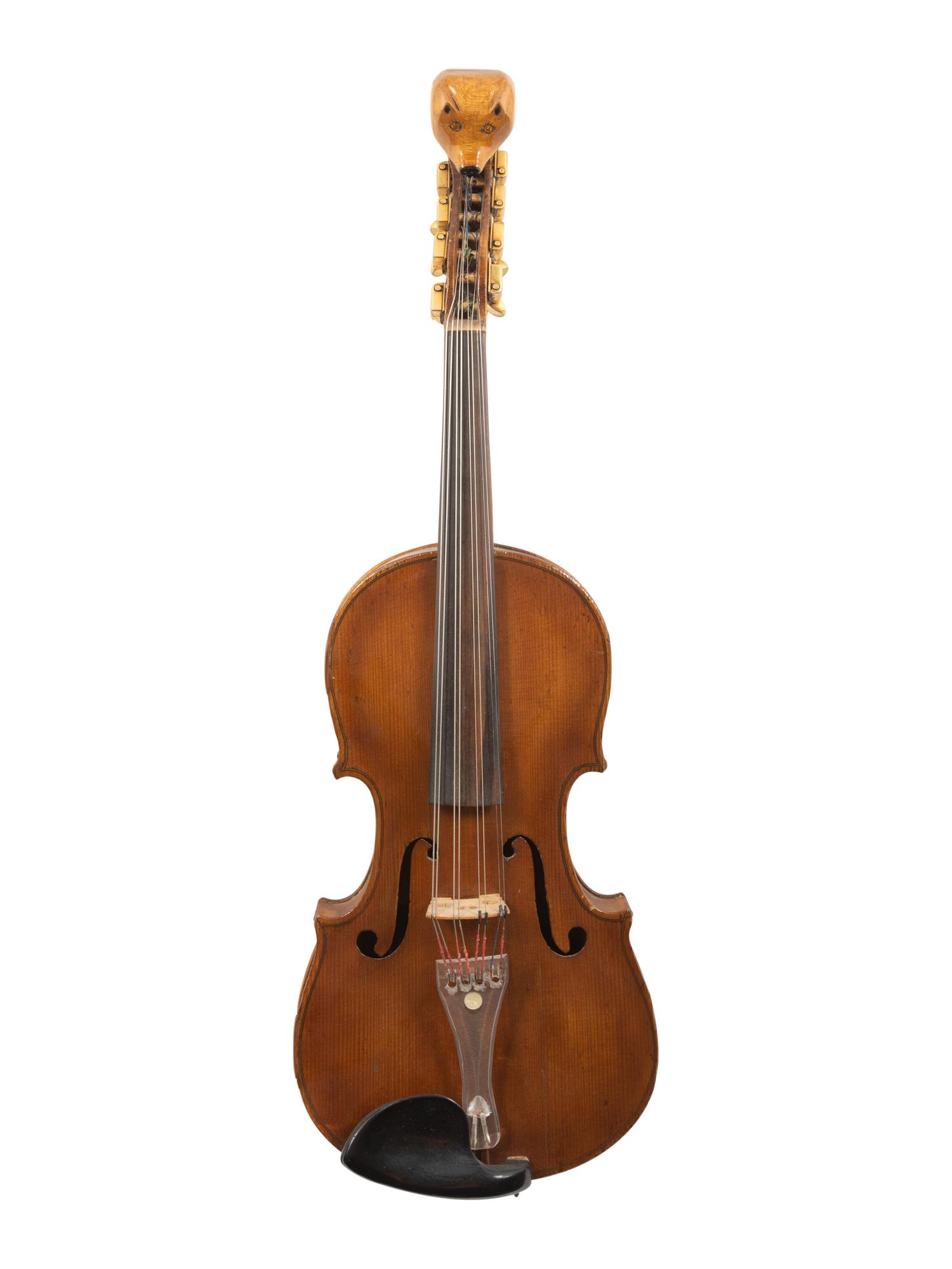 An American Pine 8-String Violin with Carved Bear's Head