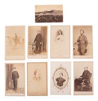 [CIVIL WAR] 9 CDVs of Civil War-era subjects with boudoir card enlargement of a doubly armed soldier