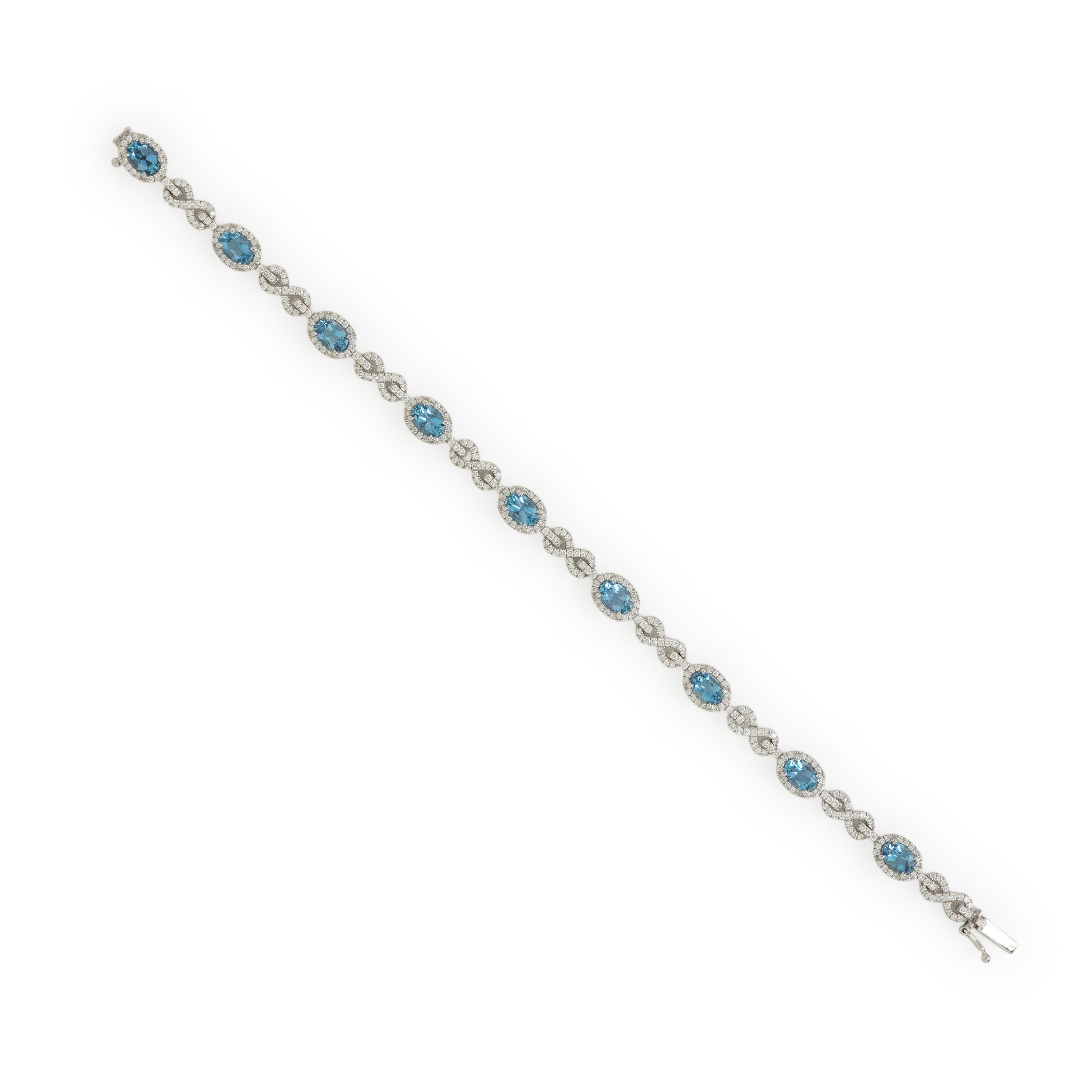 Simon G., White Gold, Diamond and Aquamarine Bracelet