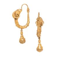 ARCHAEOLOGICAL REVIVAL, YELLOW GOLD EARRINGS