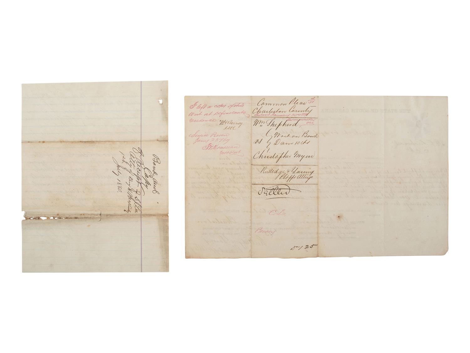 [POLITICS IN AMERICA]. A group of 8 items related to early African American politicians and government officials including Reconstruction-era Congressmen and attorneys.