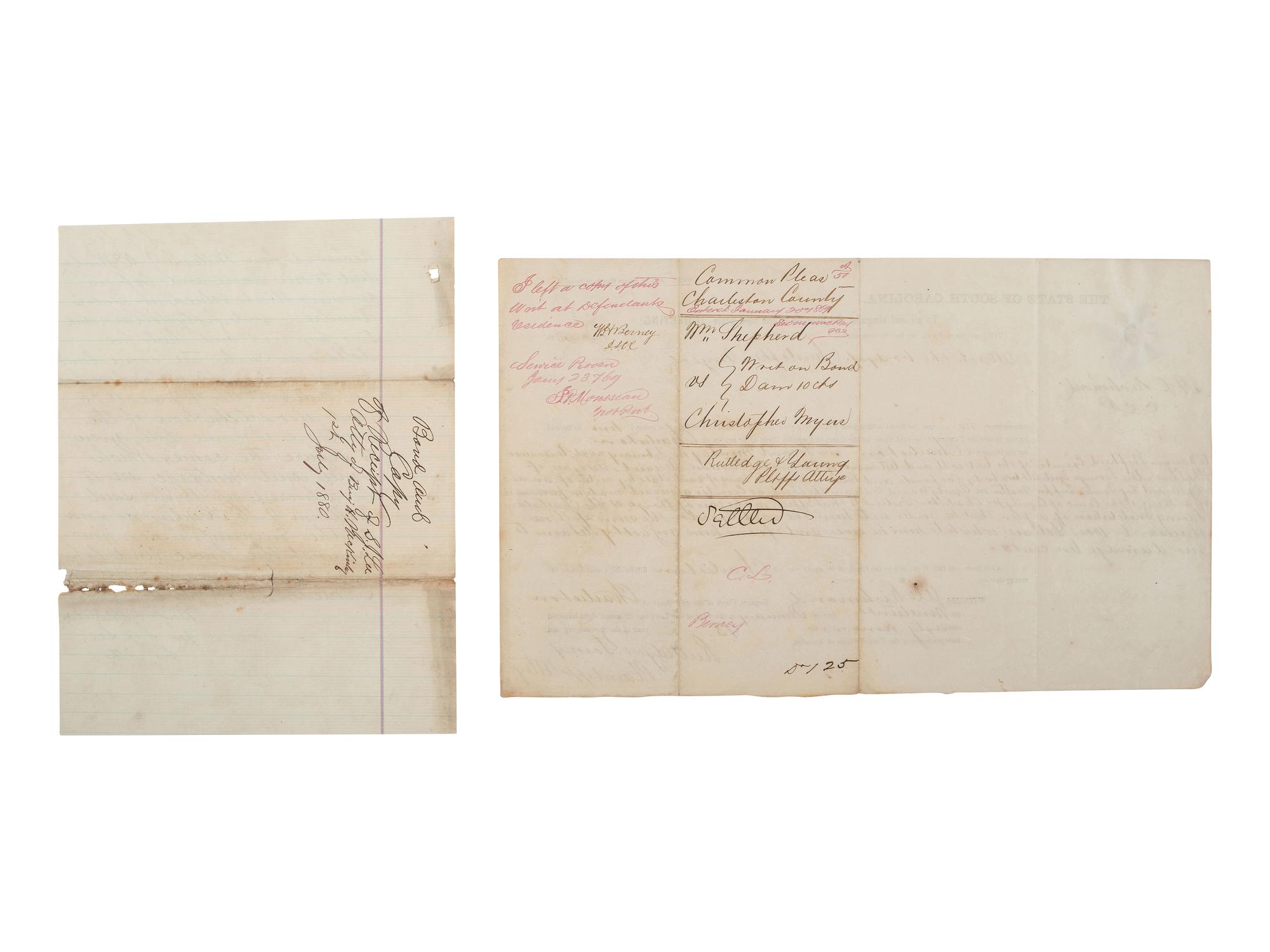 [POLITICS IN AMERICA]. A group of 8 items related to early African American politicians and government officials including Reconstruction-era Congressmen and attorneys.