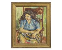 Woman Brushing Hair (1960) ; together with Lady in a Chair (1961), and Seated Nude (1970) as well as Crouching Nude (1966) by Edward Maher (American, 20th Century) (Four Works)