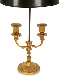 Two French Empire Style Gilt Metal Bouillotte Lamps