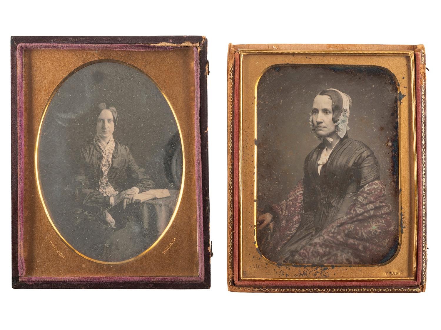 [EARLY PHOTOGRAPHY]. A group of 6 daguerreotype portraits of interesting and beautiful young women, including: