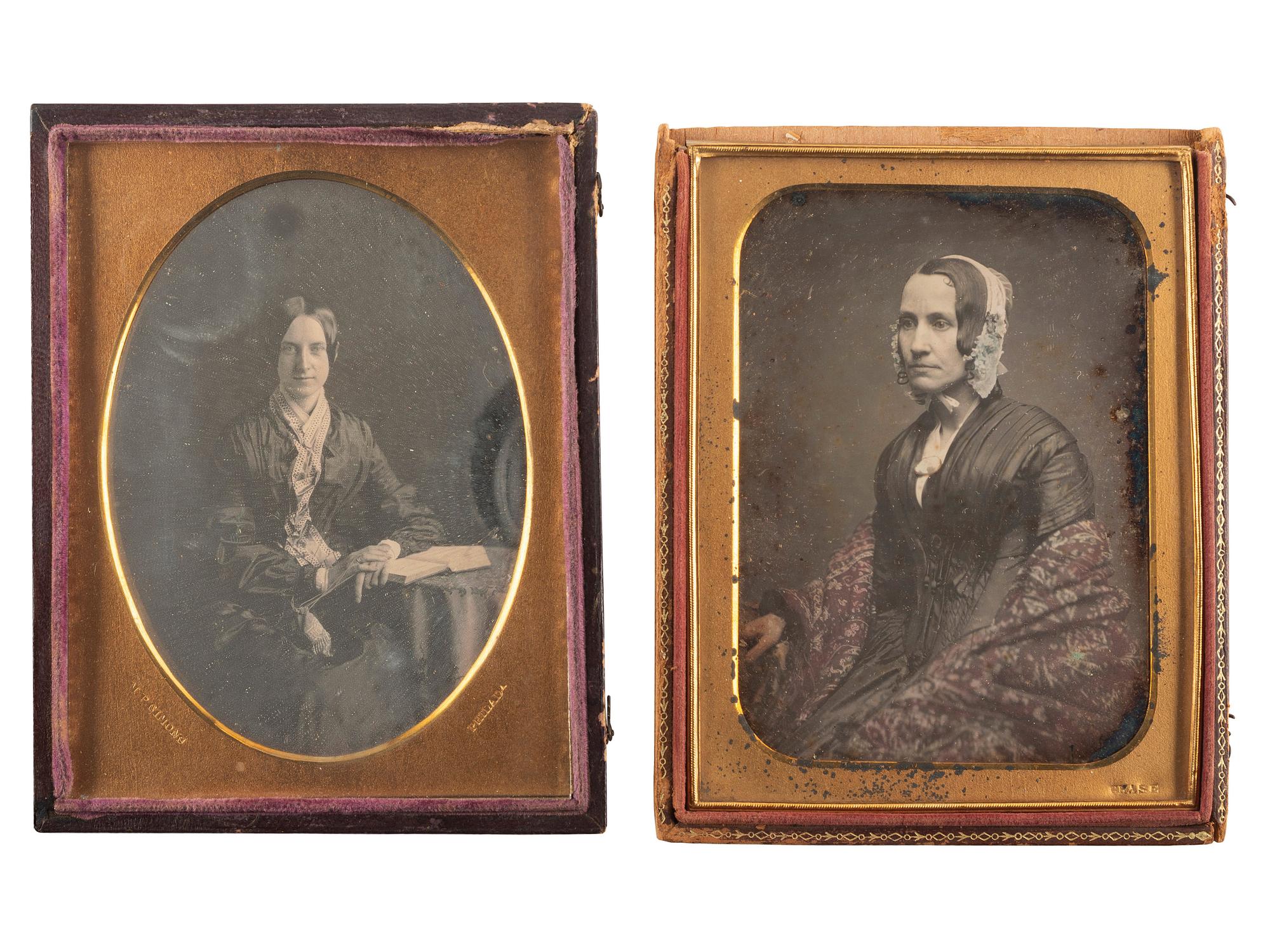 [EARLY PHOTOGRAPHY]. A group of 6 daguerreotype portraits of interesting and beautiful young women, including: