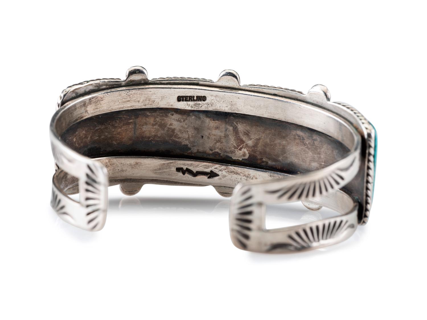 Navajo Silver Cuff Bracelets, with Inlay