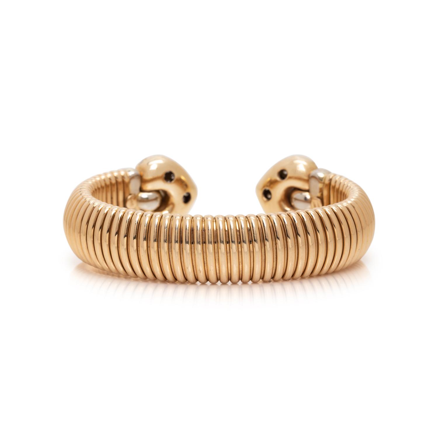 BICOLOR GOLD AND DIAMOND CUFF BRACELET