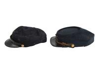 [LATE INDIAN WARS]. A group of 2 caps, highlighted by Late Indian War-era forage cap.