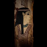 An Egyptian Painted Wood Fragment with the Figure of Nephthys
