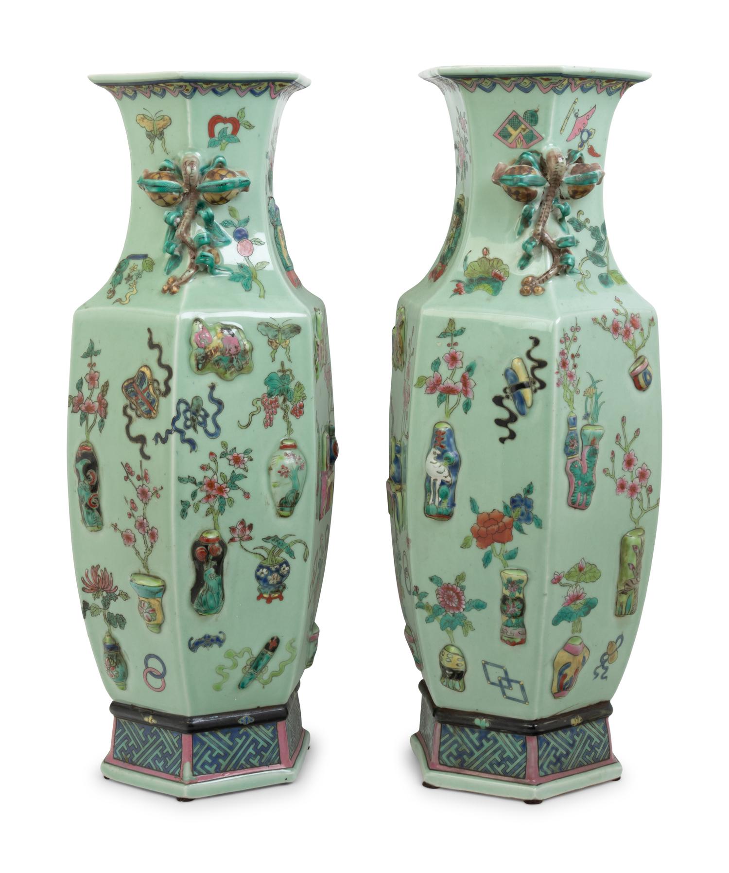 A Pair of Chinese Export Porcelain Baluster Vases