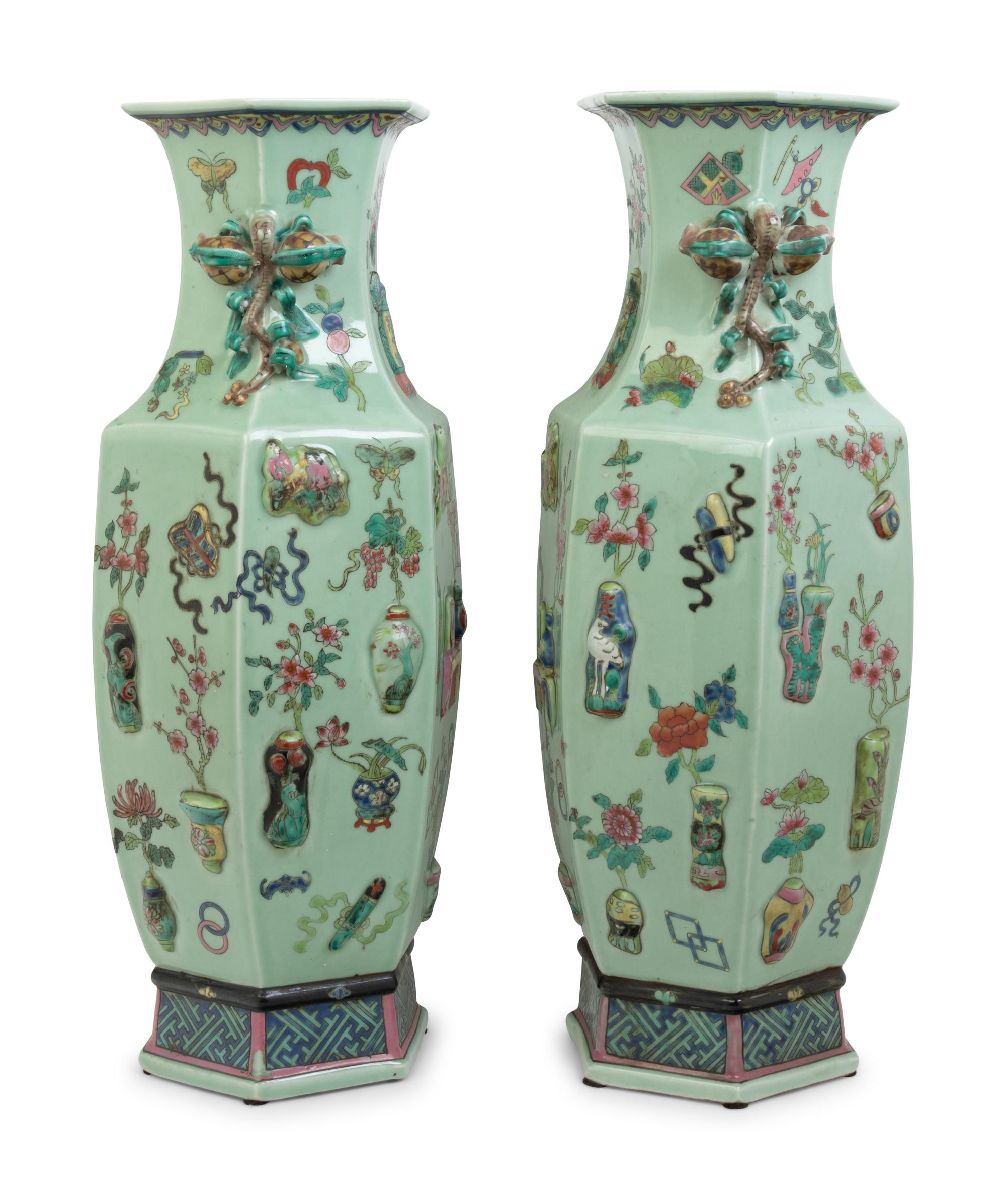 A Pair of Chinese Export Porcelain Baluster Vases