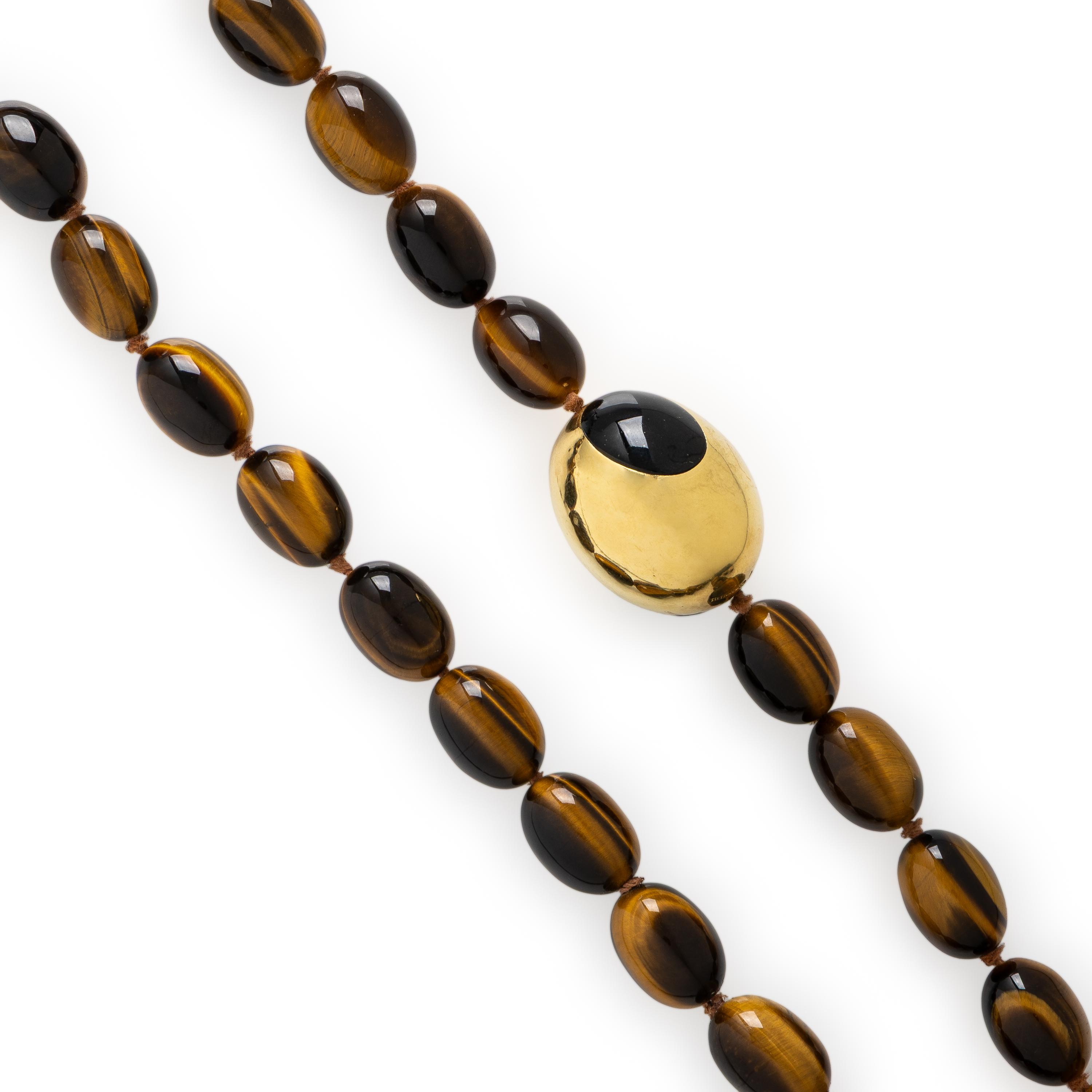 Tiffany & Co., Angela Cummings, Yellow Gold and Tiger's Eye Beaded Necklace