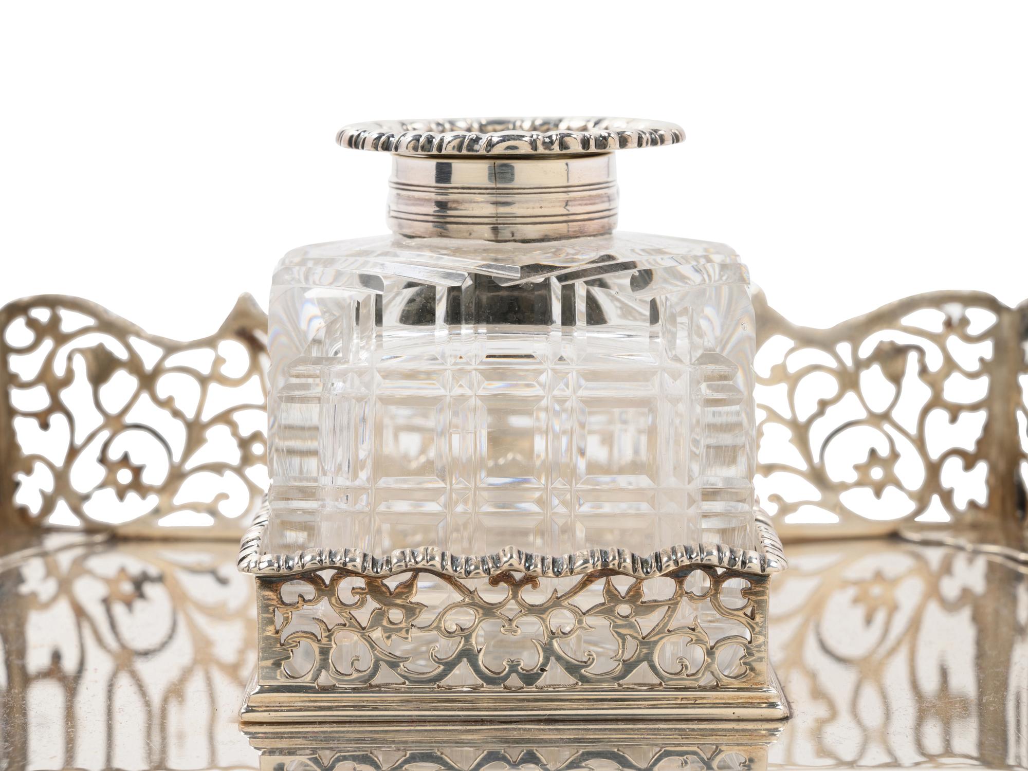A Silver-Plate and Cut Glass Ink Well