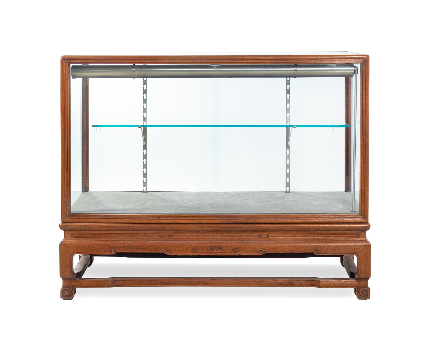 A Pair of Hardwood Displaying Cabinets