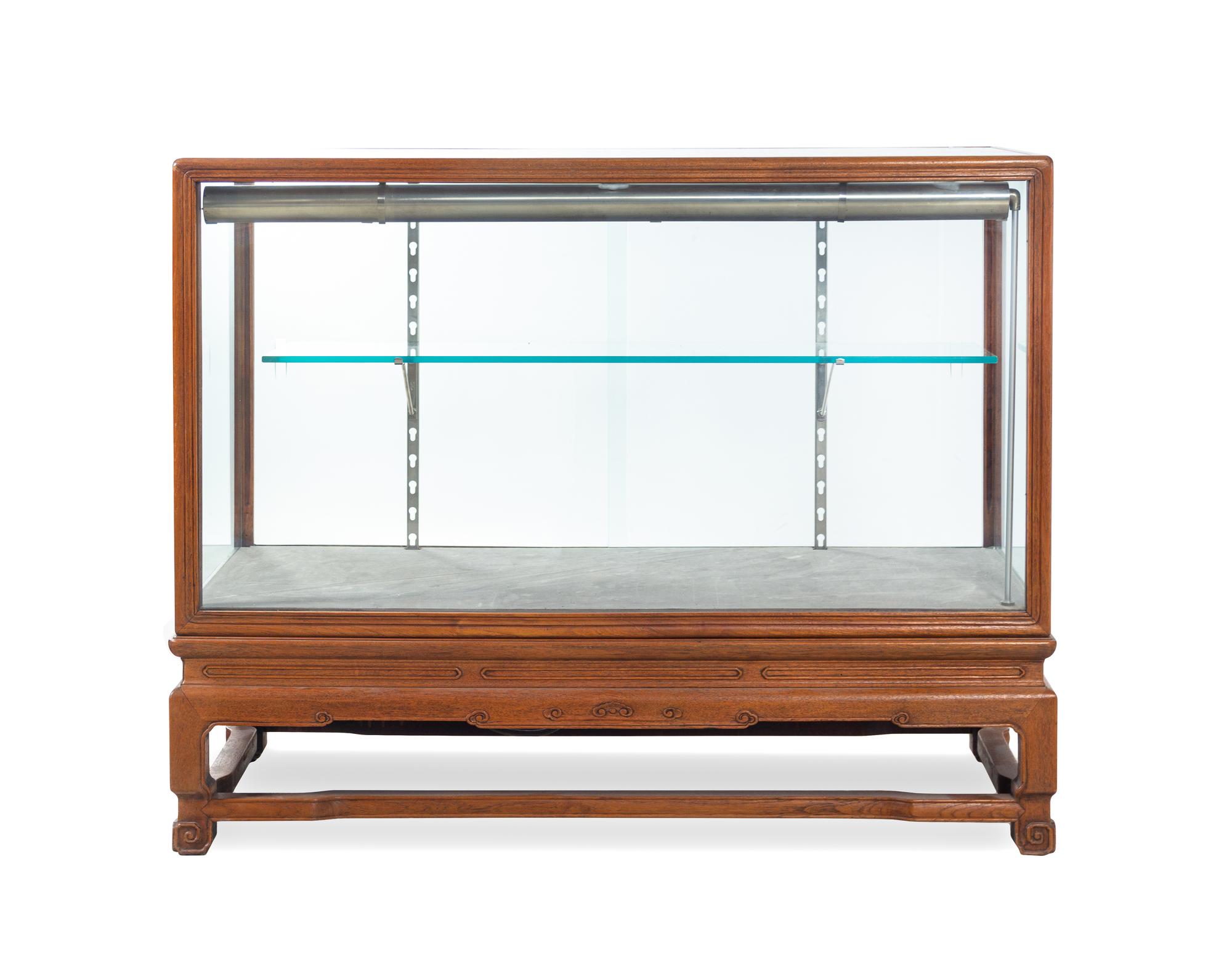 A Pair of Hardwood Displaying Cabinets