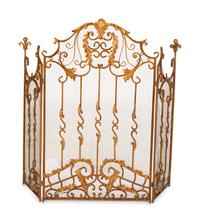 A Copper-Patinated Hammered Metal Fire Screen