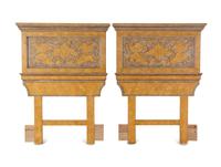 A Pair of Contemporary Painted Twin-Size Headboards