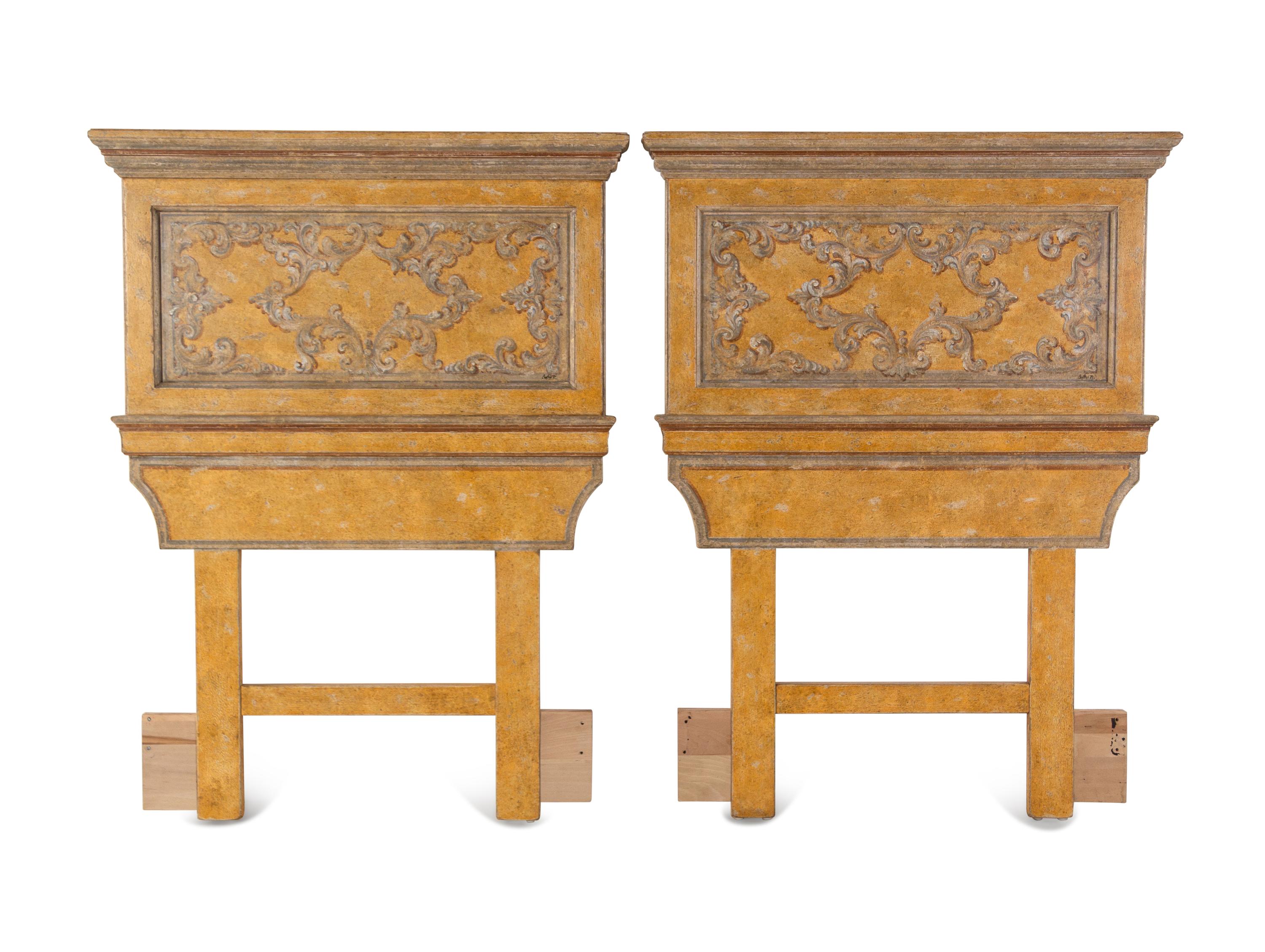 A Pair of Contemporary Painted Twin-Size Headboards