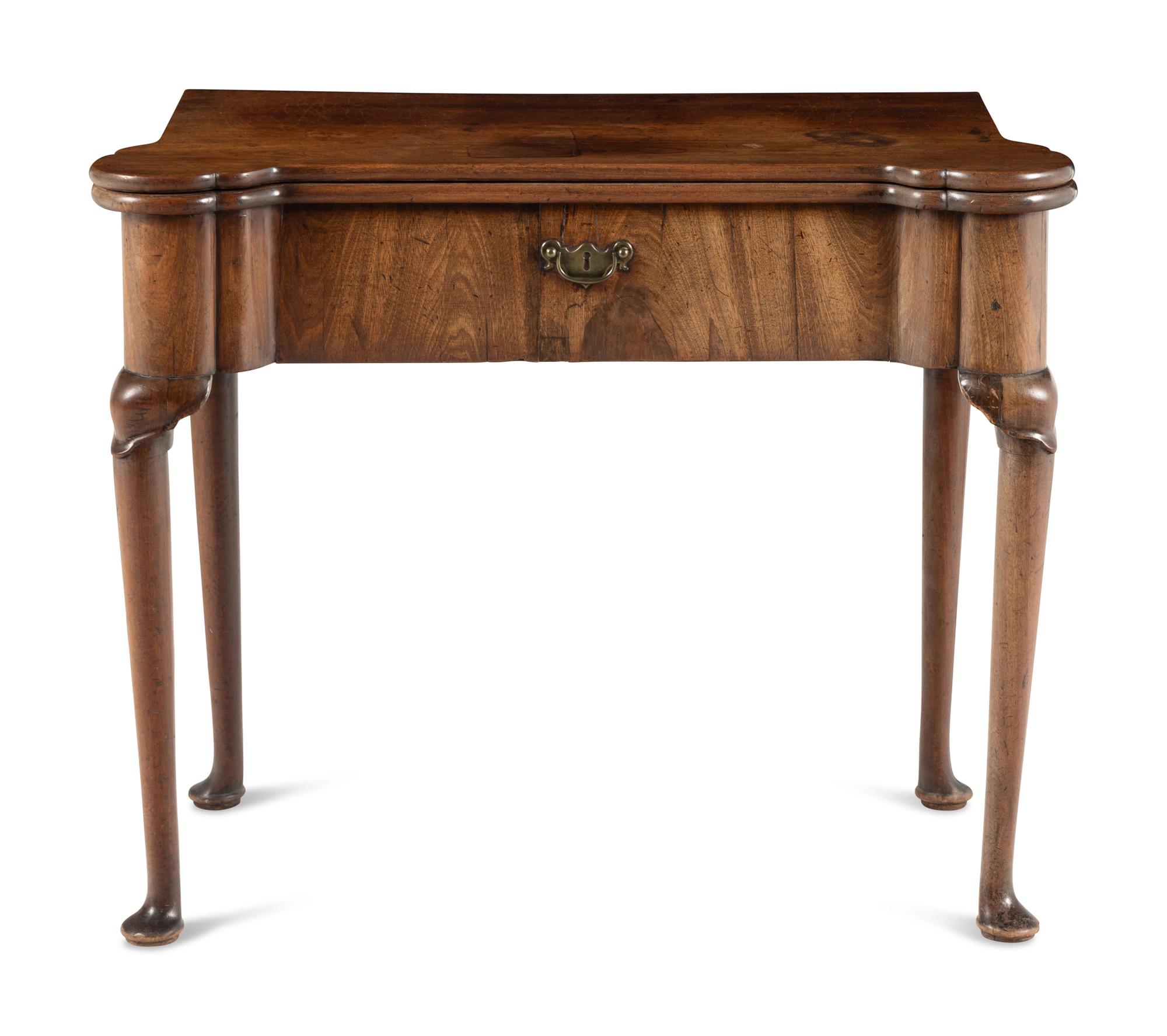 A George I Walnut Flip-Top Game Table