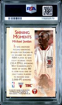A 1996 Stadium Club Shining Moments Michael Jordan Basketball Card No. SM2 (PSA 10 GEM MINT)