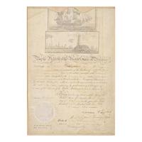 [Presidential] Tyler, John. Partially-printed ship's passport, signed
