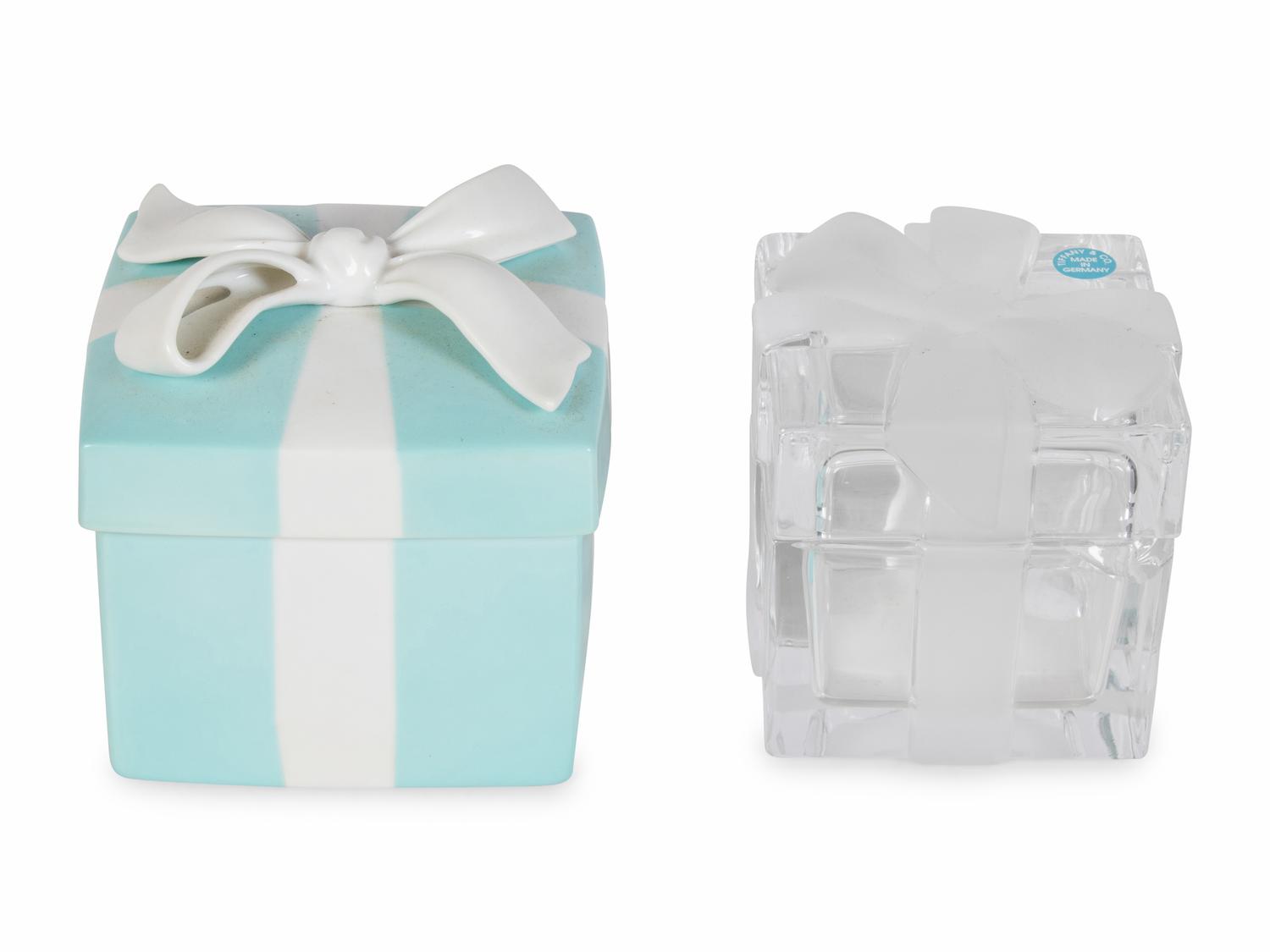 Two Tiffany & Co. Glass and Ceramic Trinket Boxes