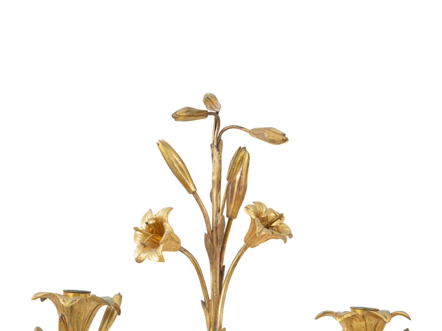 A Pair of French Gilt Bronze Two-Light Candelabra