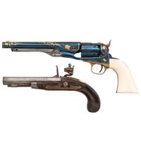 Miniature Cased US Historical Society Colt Model 1860 Army Revolver in Presentation Case with Miniature Flintlock Pistol