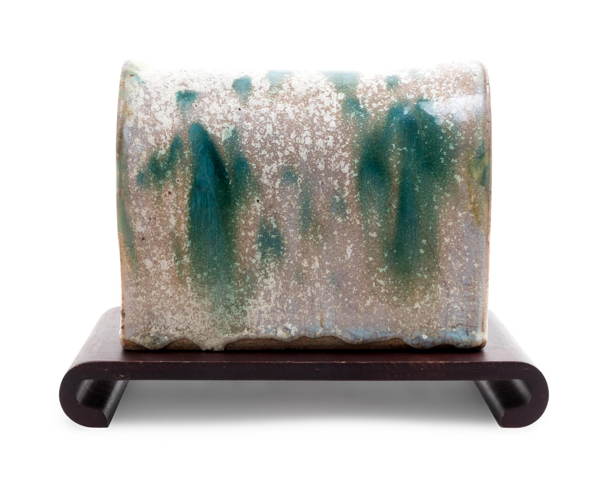 A Green Decorated White Glazed Porcelain Pillow