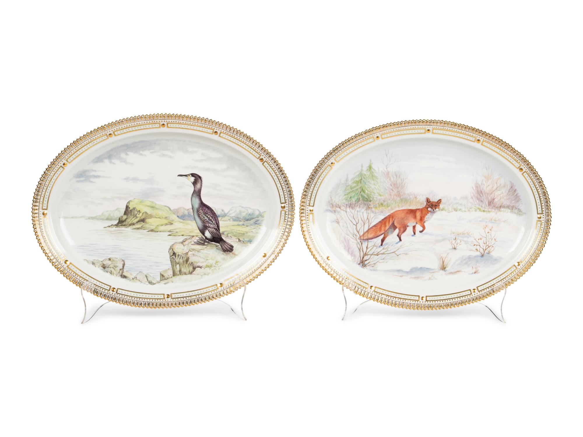 Two Royal Copenhagen Fauna Danica Porcelain Game Platters