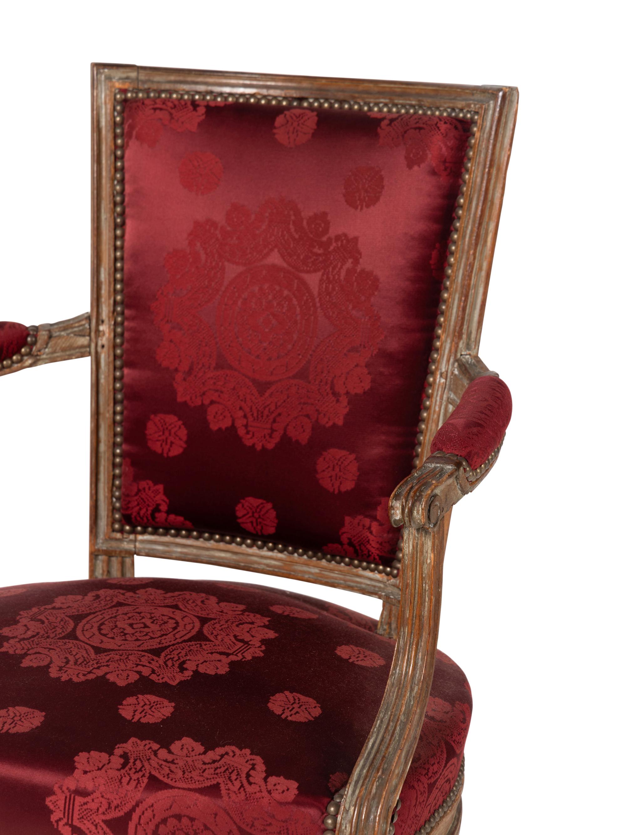 A Matched Set of Three Louis XVI Fauteuils