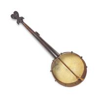 An American Primitive Mother of Pearl and Tin-Type Inset Banjo