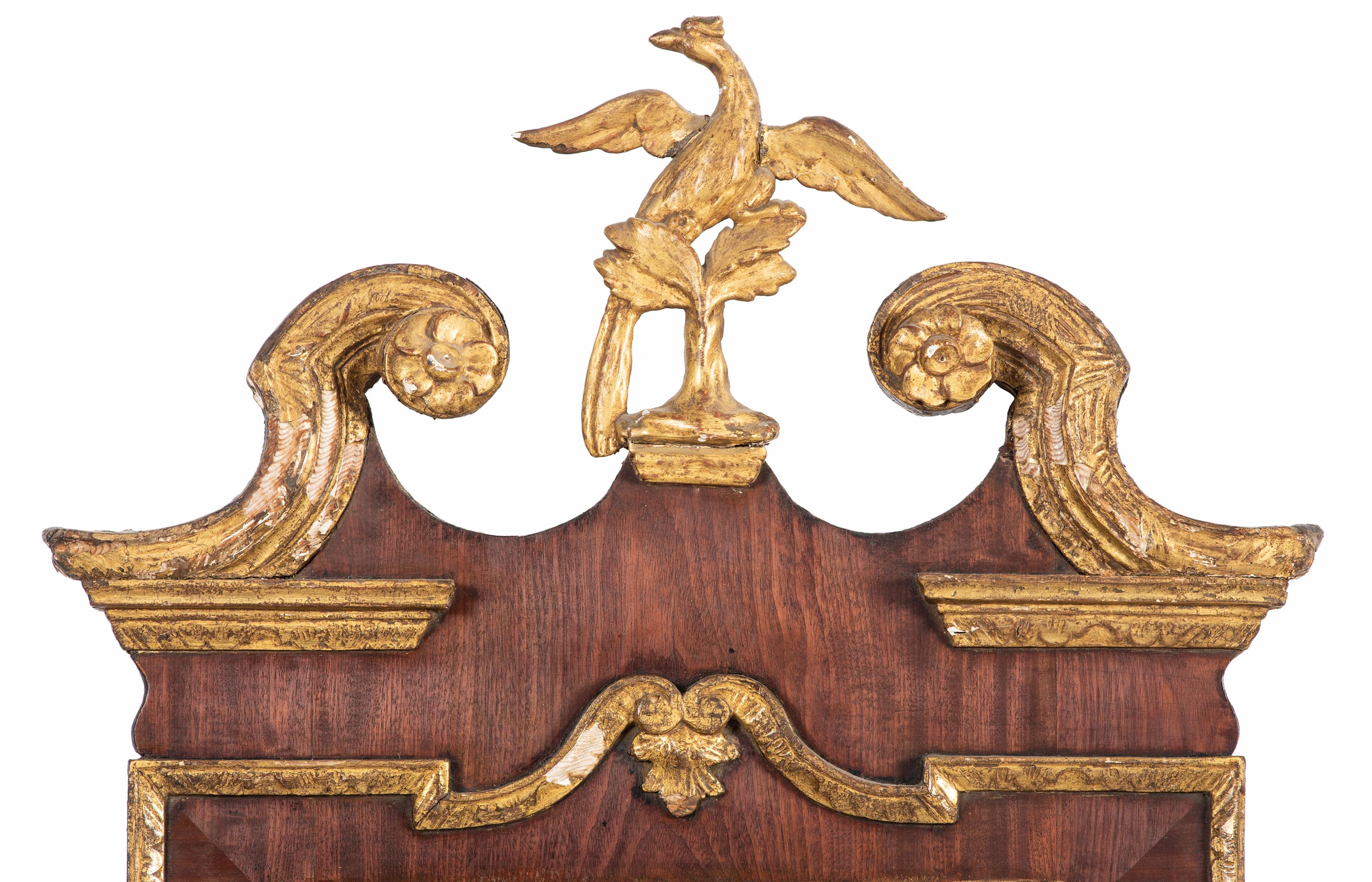 A Chippendale Parcel Gilt Mahogany Looking Glass