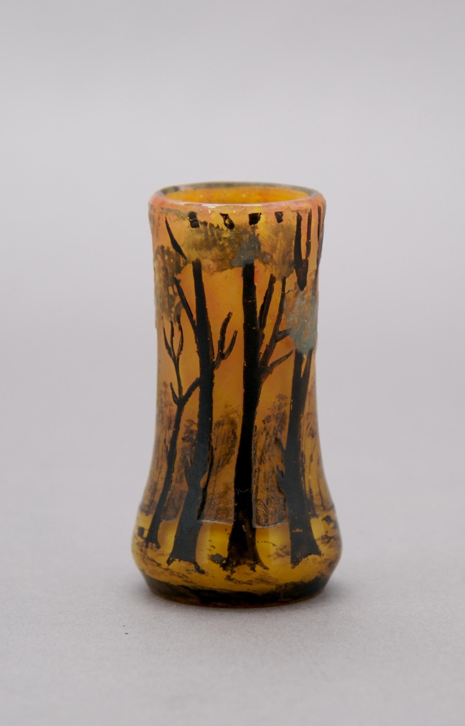 A Muller Fres Enameled Cameo Glass Cabinet Vase, Height 2 3/4 inches.