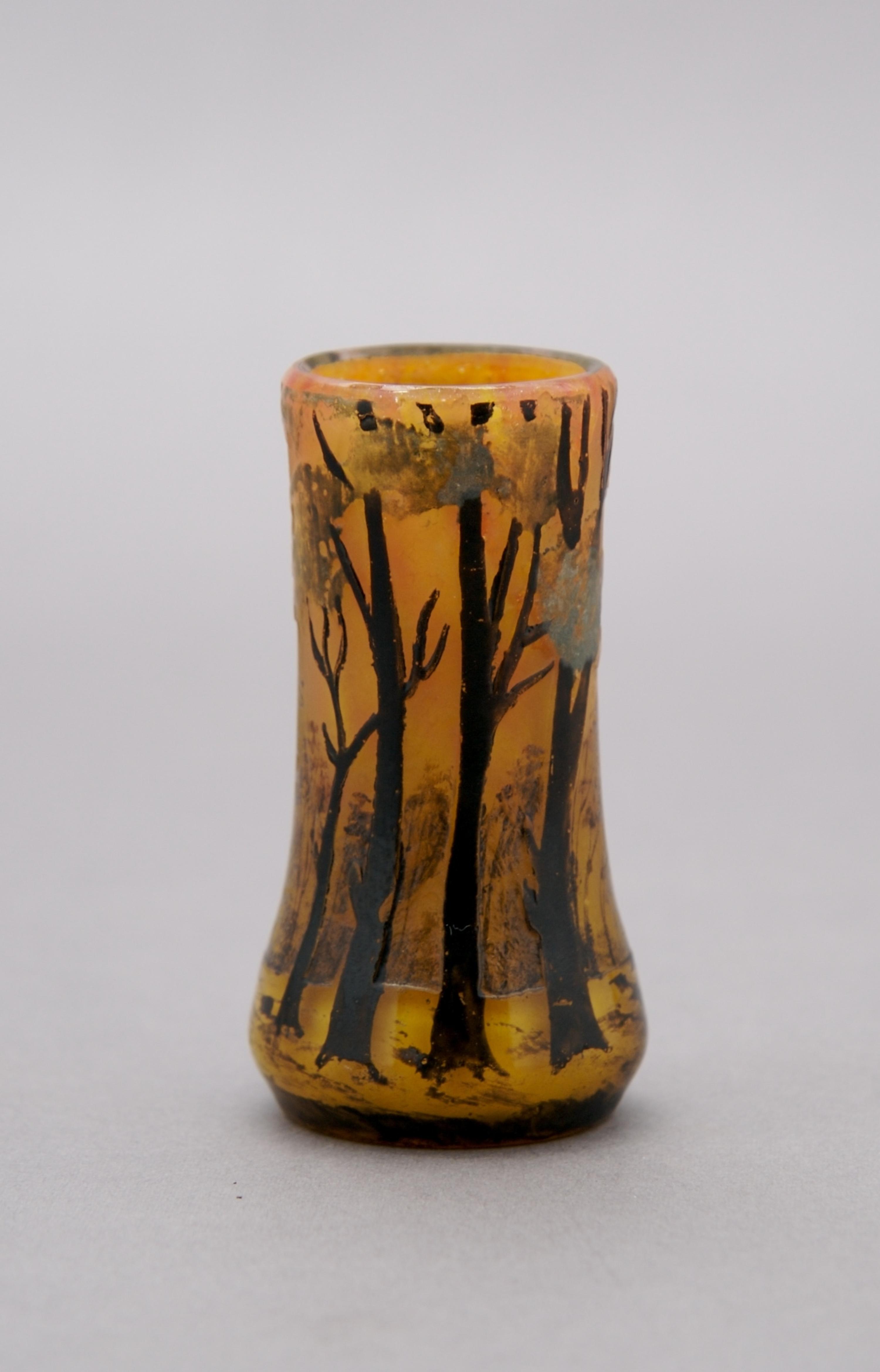 A Muller Fres Enameled Cameo Glass Cabinet Vase, Height 2 3/4 inches.
