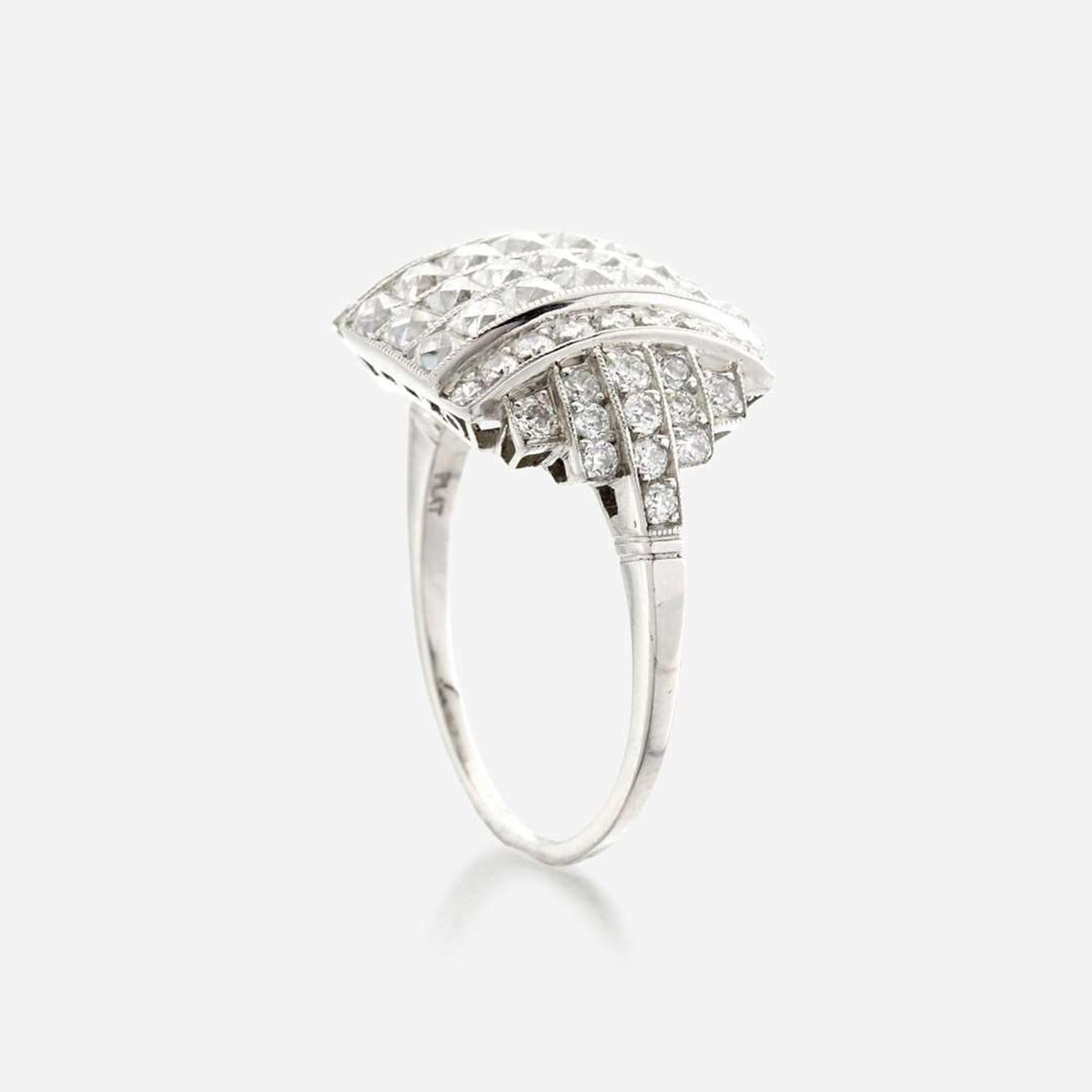 A diamond and platinum ring