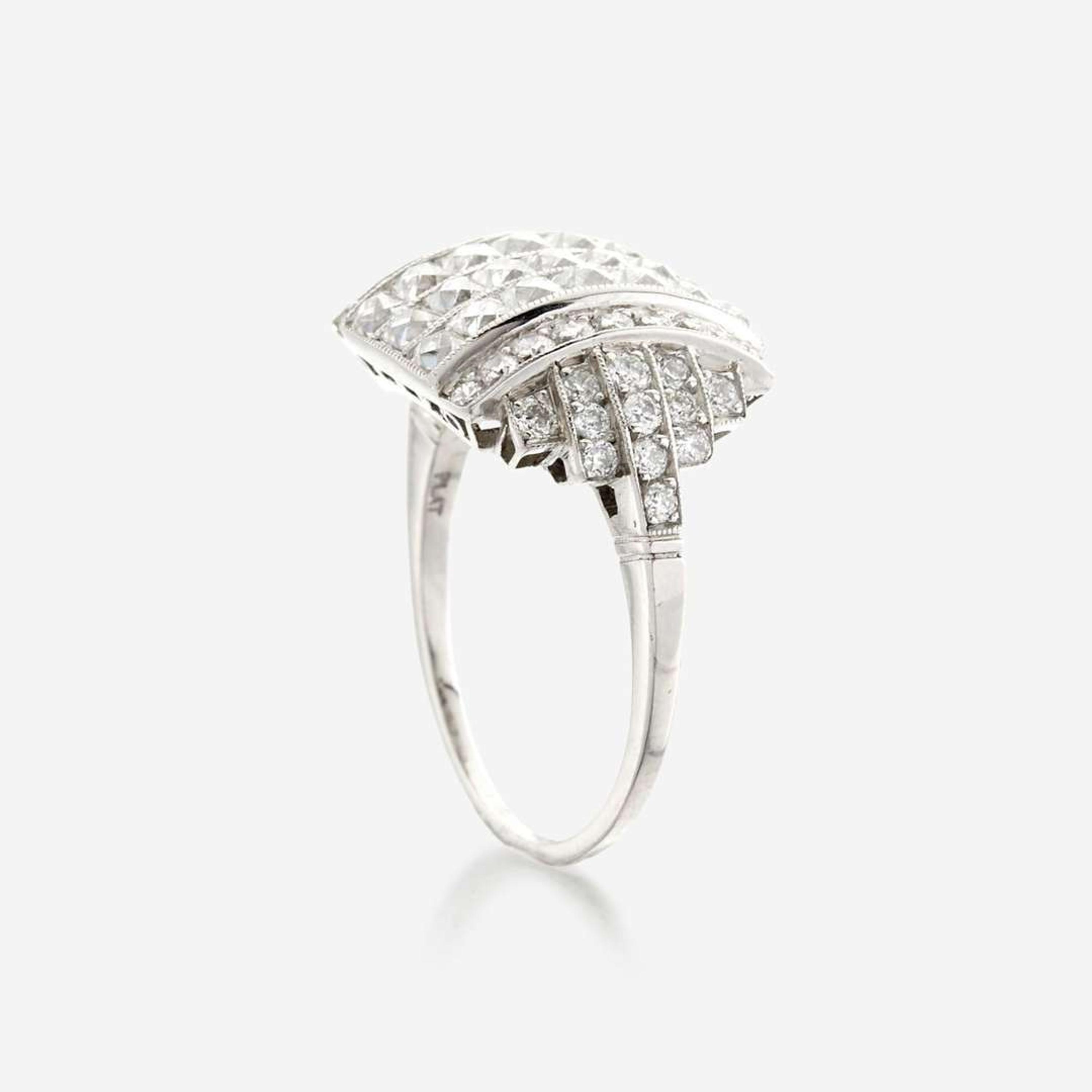 A diamond and platinum ring