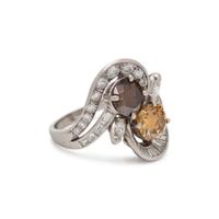 FANCY DEEP BROWNISH ORANGY YELLOW, COLORED DIAMOND AND DIAMOND RING