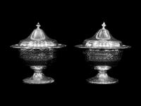 A Pair of American Silver Compotes and Covers